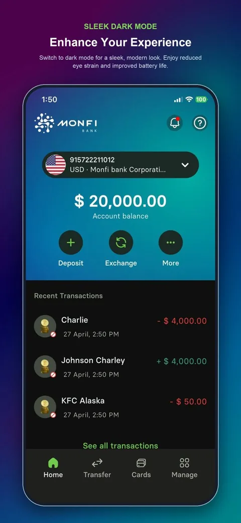 All accounts — MONFI Bank app