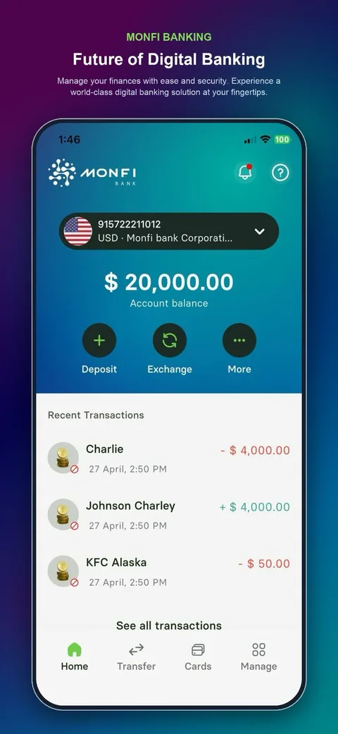 Digital banking — MONFI Bank app