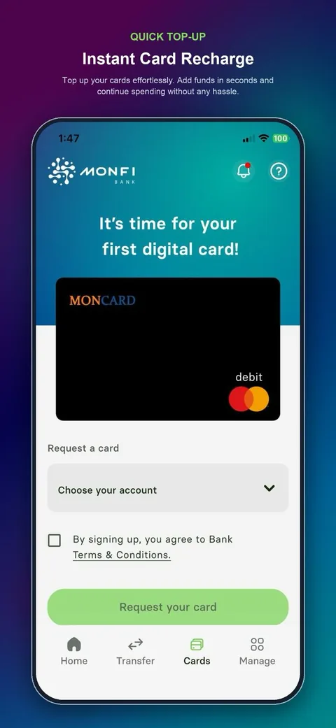 MONCARD — MONFI Bank app